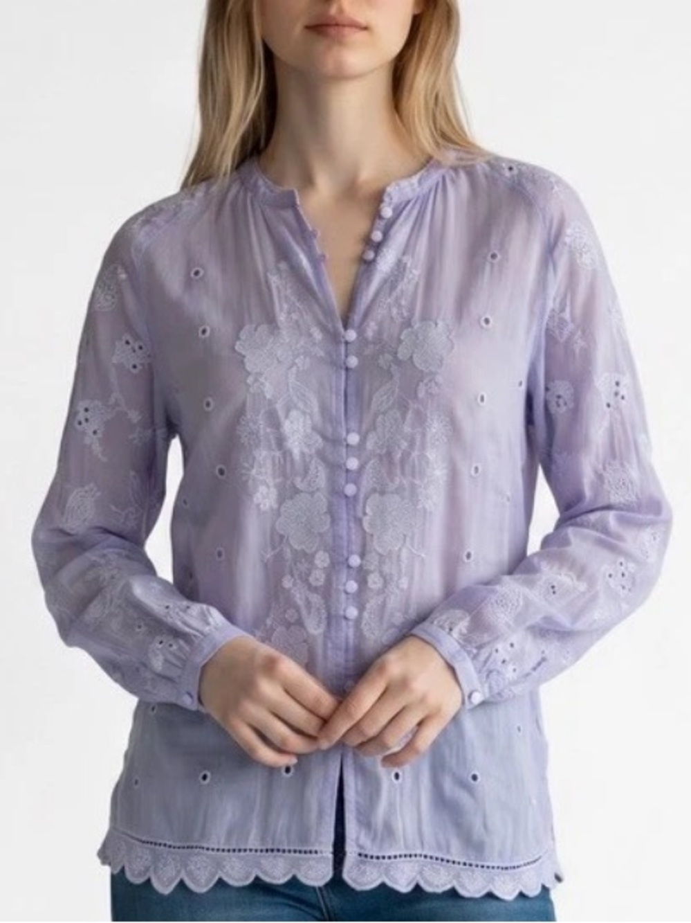 NWT Johnny Was Falco Tunic Anzhelina Persian Violet Embroidery Eyelet $348 1X